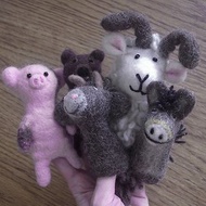 羊毛氈 手工製作 動物 手指玩偶 手指娃娃 馬 豬 綿羊 熊