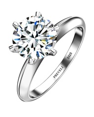 PREVELI 2ct 18K White Gold Plated Cubic Zirconia CZ Engagement Ring For Women 925 Sterling Silver We