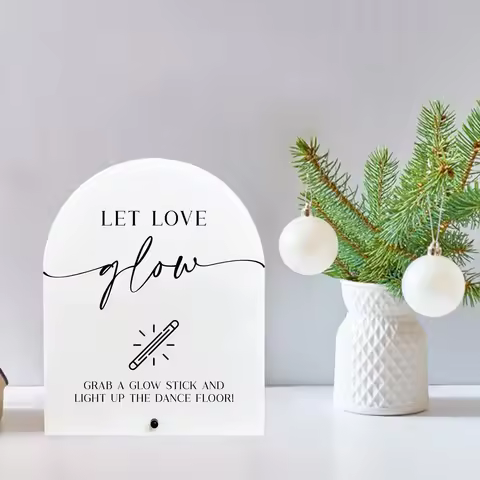 Let love glow acrylic sign, Let love glow sign, Glow stick wedding sign, Dance floor glow stick sign