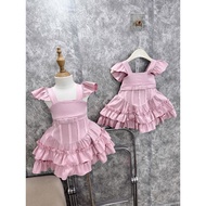 L01 Váy đầm bé gái Váy đầm hồng tay tiên tùng xoè 2 tầng cho bé gái