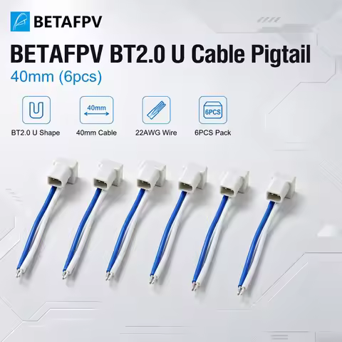 BETAFPV BT2.0 U Cable Pigtail 6PCS 40mm 22AWG Male Connector 180 Degree For 1S FPV Tiny Whoop Drone 