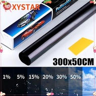 XYSTAR 1Roll 50x3m Window Tint Film, Solar UV Protection Sun Shade Car Foils, Durable Heat UV Block VLT 1%-50% Black Glass Sticker Windshield