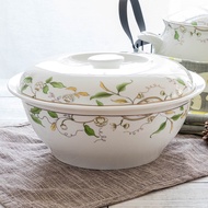 Tangshan bone china 9-inch large soup bowl with lid product pot soup pot 9-inch soup basin large soup bowl porcelain lid sea bow