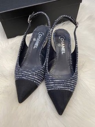 Chanel Tweed Slingback Shoes size 38