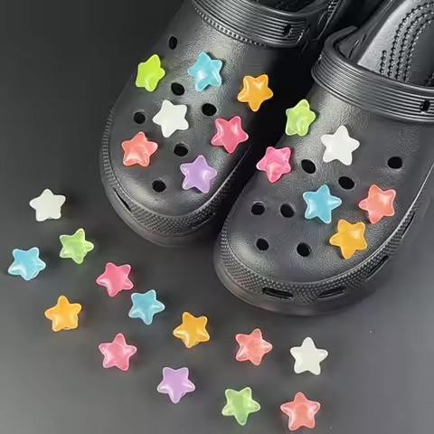7/14PCS Fashion Shoe Charms Set Accessories Hole Shoe Buckle Luminous Starfish DIY 3D Shoes Decorati