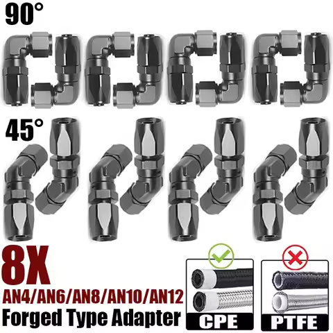 8X 45 90 Degree 4AN 6AN 8AN 10AN 12AN Forged Type Swivel Hose End Fittings Adapter Aluminum Connecto