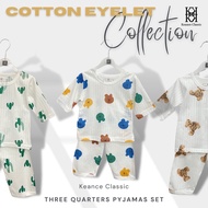 Baby Premium Cotton Eyelet 3quarter Sleeve Set Pyjamas 0-5yrs | Toddler Three Quarters Sleeve Set | 