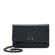 Chanel So Black Chevron Quilted Calfskin Reissue WOC Wallet On Chain Black Hardware, 2016