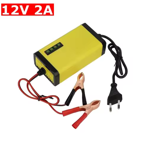 EU Plug 12V 2A Automatic Motorcycle Battery Charger For Lead Acid Wet Dry AGM GEL Battery 7AH 12AH 1