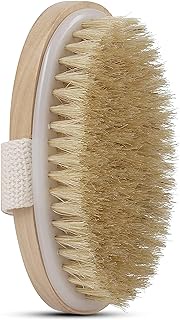 TimBuk2 Dry Body Brush For Beautiful Skin - Solid Wood Frame &amp; Boar Hair Exfoliating Brush To Exfoliate &amp; Soften Skin, Improve Circulation, Stop Ingrown Hairs, Reduce Acne and Cellulite (Oval)