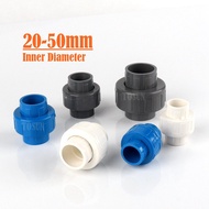 PVC Union Aquarium Fitting Pipe Coupling Water Supply Connector Inner Diameter 20mm to 50mm 3 Color