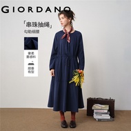 GIORDANO WOMEN Pleated crewneck tie waist dress 18465539