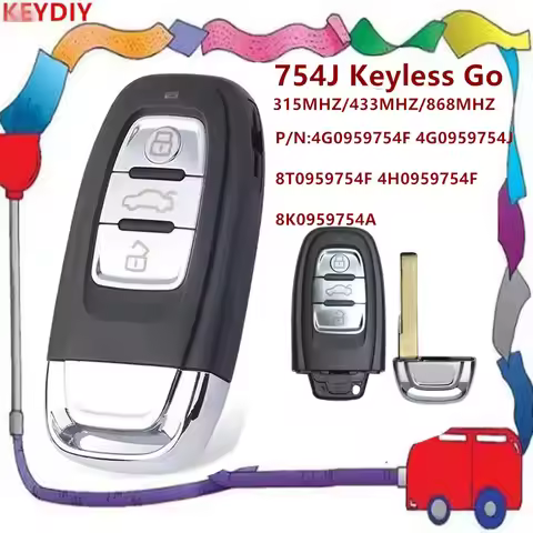 315/433/868 754J Keyless Smart Remote Key Fob For Audi A4 A5 A6L A7 A8 Q5 4G0959754F 4G0959754J 8T09