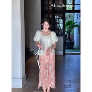 Pink sequin half-length skirt, high-waisted, split, wrap-around, sequin long skirt.