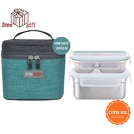 STENLOCK Korean POSCO Airtight Container Stainless Steel Lunch Box Pure 2 Layer Rectangular Picnic Lunch Box
