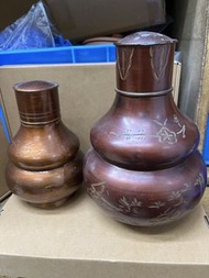 錫製葫蘆形 錫茶葉罐 一大一小 工夫茶具 醒茶罐 一對齊售