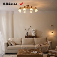 Japanese Retro Log Style Living Room Main Lamp 2022 New Style Modern Simple Log Style Glass Living R