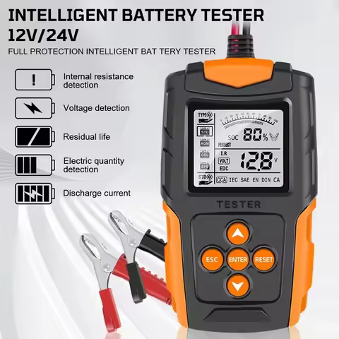 12V 24V Car Battery Tester LCD Digital Battery Analyzer for AGM GEL Wet Battery Cranking Charging Di