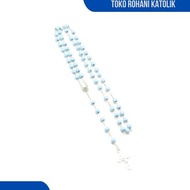 CATHOLIC ROSARY NECKLACE 5 MM + BOTTLE FRAGRANT WOODEN ROSARY/ ITALY ROSARY/ SWAROVKI ROSARY/ PREMIU