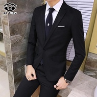 GO THRU สูทผู้ชาย ชุด 2 ชิ้น สูทผู้ชาย ชุดสูทสองชิ้น เกาหลี ธุรกิจ ชุดสูทสองชิ้น เจ้าบ่าว สูทขนาดเล็