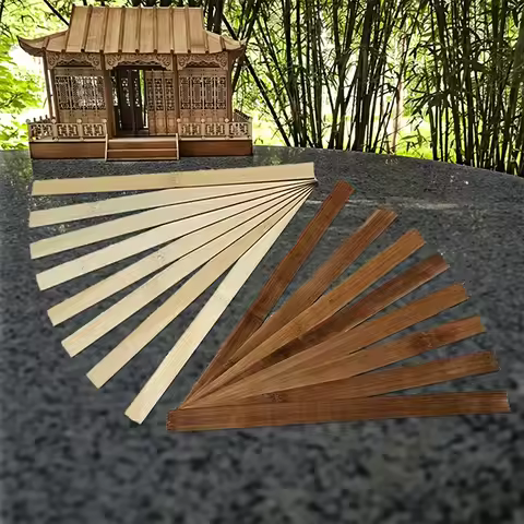 50pcs 30*1cm/11.81*0.39inch Flat Bamboo Wood Strips Combination Carbonized Bamboo Wood DIY Building