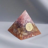 預訂【粉晶、金髮晶】奧根水晶能量金字塔Orgonite 6x6 cm