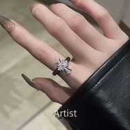 Cold Zircon Cross Open Ring Retro Niche Design Index Finger 0506A50 #.