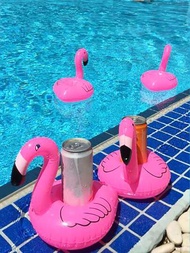 1入組/2入組火烈鳥形狀漂浮杯子適用於泳池派對,夏季沙灘遊戲,游泳,充氣飲料架玩具