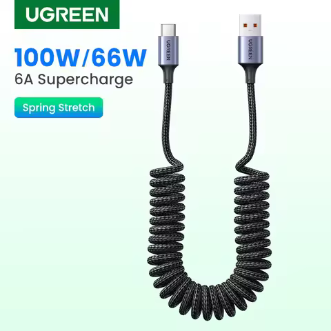 UGREEN 6A 100W USB USB Type C Cable For Huawei Honor Xiaomi 100W/66W Spring Pull Telescopic Fast Cha