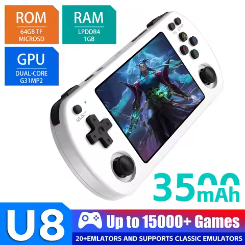 Open Source U8 Retro Handheld Video Game Console 64GB/128GB Linux System 4.0" IPS Screen 15000+Game 