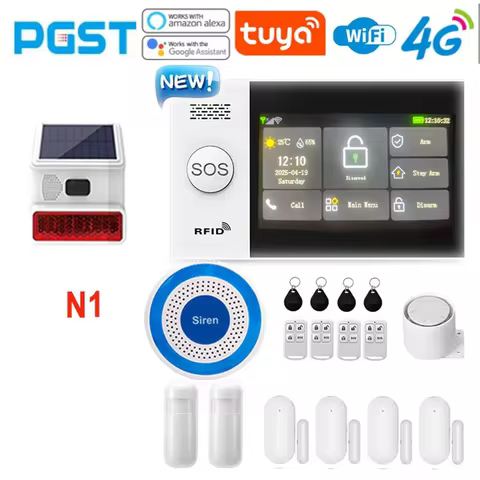 4G Tuya New107 PGST Wireless Home Security System with Motion Detector Siren WiFi GSM Burglar Alarm 