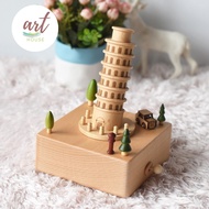 [FREESHIP]-Hộp Nhạc Gỗ Tháp Ngiêng Pisa Music Box-Art House Gift Shop