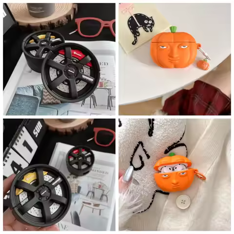 For Sony WF-1000XM5 Case Personalized Creative Cute 3D Tires Pumpkin Case Bluetooth Earbuds Charging