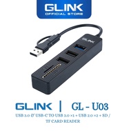 GLINK USB HUB CARD READER (GL-U03)-USB 3.0 & USB-C TO USB 3.0 ×1 + USB 2.0 ×2 + SD / TF CARD READER
