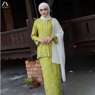 ZOE ARISAH Jazlyna Kurung Moden Premium Cotton Embroidery Muslimah Sulam Baju Raya 2026 Scallop Lime