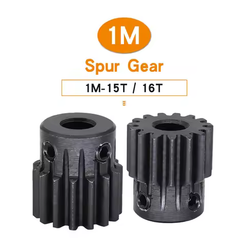 Module 1 Spur Gear 1M-15T/16T SC45#Carbon Steel Material Motor Gear Bore Size 4/5/6/6.35/7/8 mm Tran