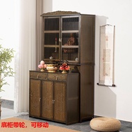 H-Y/ P%New Portable Chinese Style Buddha Cabinet with Door Clothes Closet Household Small Apartment Buddha Shrine Altar