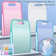 Transparent Handle File Bag Waterproof Multi Layer Folder File Bag 13 Compartments Folder Document B