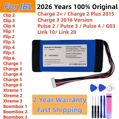 2026 Years Original Player Speaker Battery For JBL Xtreme Boombox Clip Charge Flip Pulse 6 5 4 3 2 1