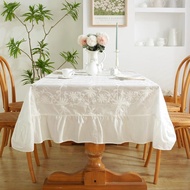 Cotton Table Cloth Waterproof Oilproof  Blue and White Porcelain Embroidery Table Cover Decoration C