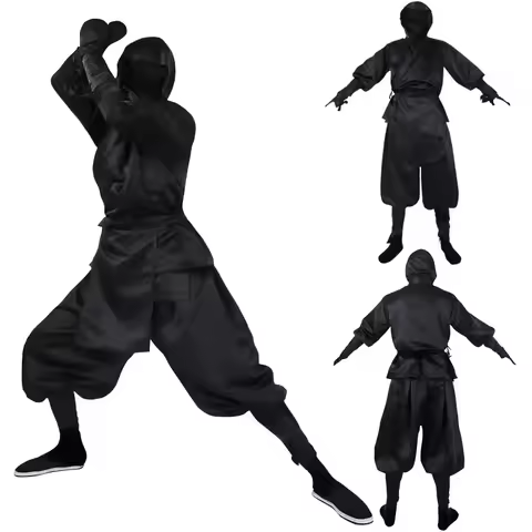 Samurai Costume Halloween Costume Japanese Men's Black Ninja Cosplay Costume