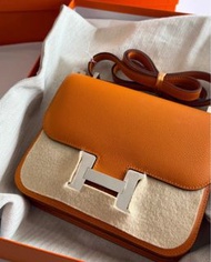 有單🩷 Hermes mini Constance EC皮C k刻橙黄色银扣，配有防尘袋、小票盒子