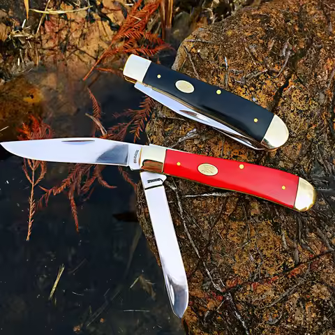 Watchman Trapper Knives Pocket Double Blades Slip Joint Folding Knife Classic Bone Grips Mirror Fini