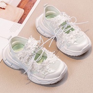 YADOU รองเท้าส้นตึกรองเท้ากีฬาสำหรับเด็กผู้หญิงรองเท้ากีฬาเด็กดอกไม้ประดับตกแต่ง