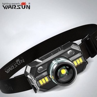 WARSUN Powerful Headlamp Red Headlight Zoom Head Lamp Flashlight 18650 Battery Type-C Rechargeable F