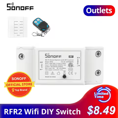 SONOFF Outlets RFR2 Wifi Breaker Moudle DIY Wifi/433MHz RF Remote Control Switch Smart Home Automati