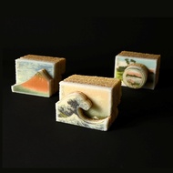 Japanese Mt. Fuji Baumkuchen Cake Set of 3 – Hokusai Art Cut-Out Design, Made in Japan