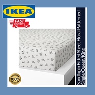 cadar patchwork single bedsheet ❈IKEA Sandlupin Floral Patterned Fitted Sheet Cotton Lyocell 200 Thr