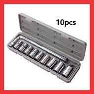 Set Spanar 10pcs 1/2" L Type Spanner Box 8-24MM Box Socket Box Set Tool Set Spanner Set Wrench Set S