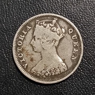 Koin Perak 919 - 10 Cent Hongkong Victoria Queen Tahun 1899